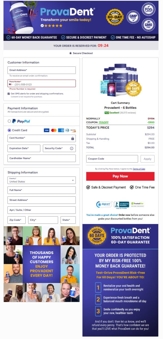 ProvaDent Official Website Secure Order Page